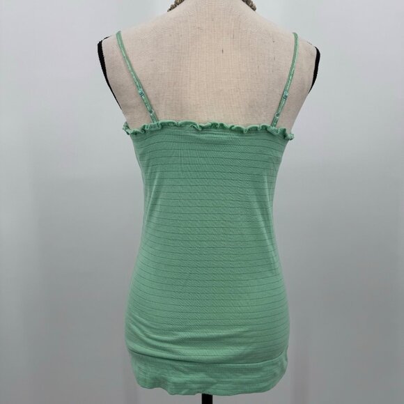 Green striped ruffle tank top women’s L coquette fairycore 2000s spring - Picture 4 of 8